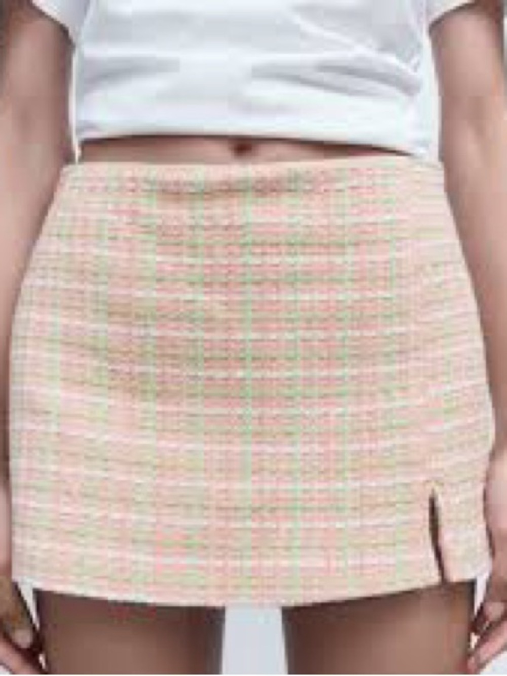 Zara Pastel Plaid Mini Skirt and vest SET in Pink and Mint